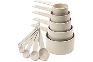 Beille Cream Wheat Straw Measuring Cups Spoons Set Cooking Baking Tools 10pc