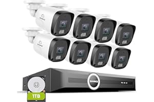 SANNCE 8CH 6MP Surveillance PoE NVR System with 8PCS 2K 3MP HD IP Cameras with H.265 Video Compression, Smart IR LED, APP Push Alert, Remote Access (with 1TB HDD)