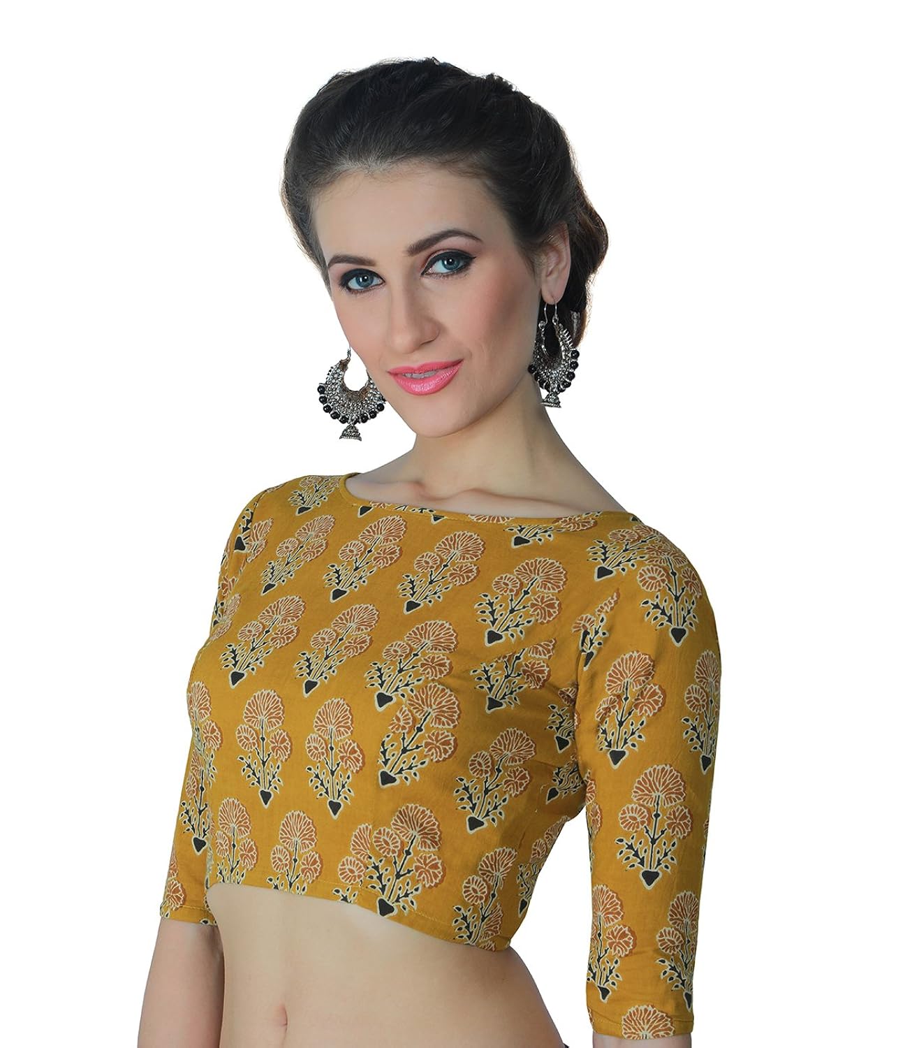 studio shringaar women's cotton jaipuri block printed saree blouse.