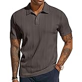 PJ PAUL JONES Mens Textured Knit Polo Shirts Regular Fit Stretchy Golf Shirts