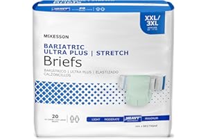 McKesson Ultra Plus Stretch Briefs, [20 Count], XXL/3XL, 58-77 in. Incontinence Adult Diapers, Heavy Absorbency, Unisex, Disposable, Elastic Leg Gathers and Contoured Fit for Men and Women