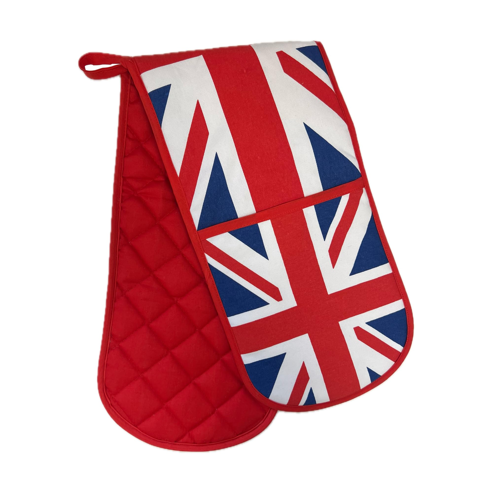SAJAK Union Jack Flag Double Oven Mitt Gloves - Heat Resistant, 100% Cotton Kitchen Accessories for Cooking, Baking, BBQ, Grill, for Chefs, Home Cooks, and British Décor
