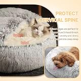 YAGE Calming Plush Dog Bed Grey Under 10kg Cozy Donut Cave Bed view 6