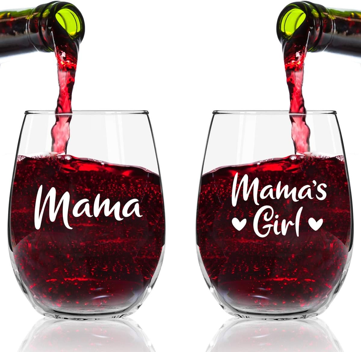 Mama Mamas Girl Wine Glasses (Set of 2) Cute Wine