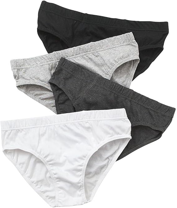 Just Essentials Mens 4 Pack Cotton Plain Classic Slip Briefs Multi
