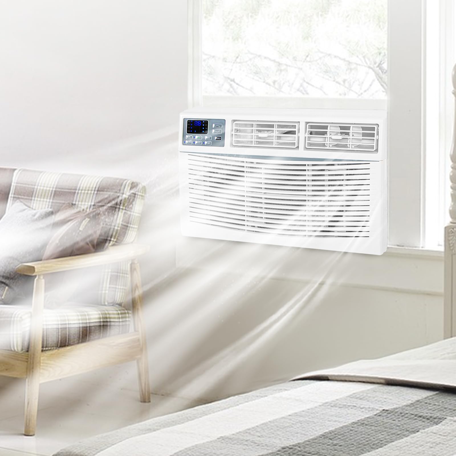 8,000 BTU WiFi Window Air Conditioner, Smart Window AC Unit with Remote, Energy Saving, Easy Install Kit, Cools up to 350 Square Feet