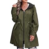 AOVDE Women's Rain Jacket Plus Size: Waterproof Raincoat Reversible Lightweight Windbreaker Jackets with Hooded