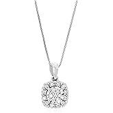 VIR JEWELS 1/10 cttw Lab Grown Diamond Square Pendant Necklace in .925 Sterling Silver Round Prong Set Size 1/2 Inch