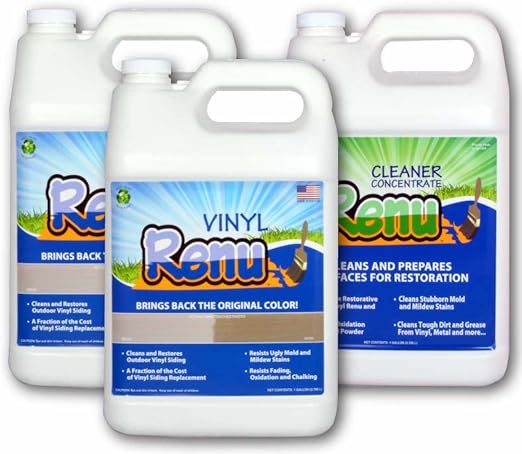 3 Gallon Vinyl Renutm Diy Kit Cleaner Restorer Beautification Kit For Vinyl Sidings Shutters And Patio Furniture Professional Grade Adequate For 700 Sq Ft Less Than 0 38 Sq Ft Eco Friendly Lasts 10 Years