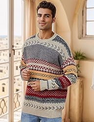 Flygo Men's Vintage Grandpa Sweater Crewneck
