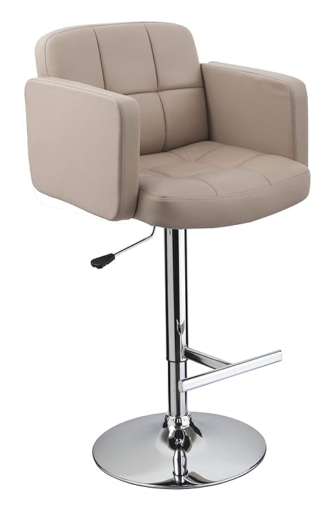Duhome Elegant Lifestyle Barhocker Kunstleder Cappuccino Barstuhl mit Lehne Farbauswahl höhenverstellbar drehbar Tresenhocker