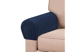 GAMUKAI Stretch Velvet Armrest Covers Spandex Anti-Slip Arm Covers for Chairs Sofa Armchair Slipcovers for Recliner Sofa 2pcs (Navy)