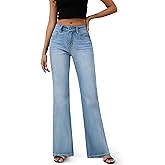 FLYING BANANA Women's High Rise Wide Leg Baggy Stretchy Loose Flare Bell Bottom Denim Jeans