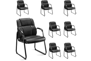 DUMOS Office Desk Guest Chair Set of 8, Leather Waiting Room Chairs with Padded Arms for Elderly Home Reception Area Conference Room Lobby Side breakroom
