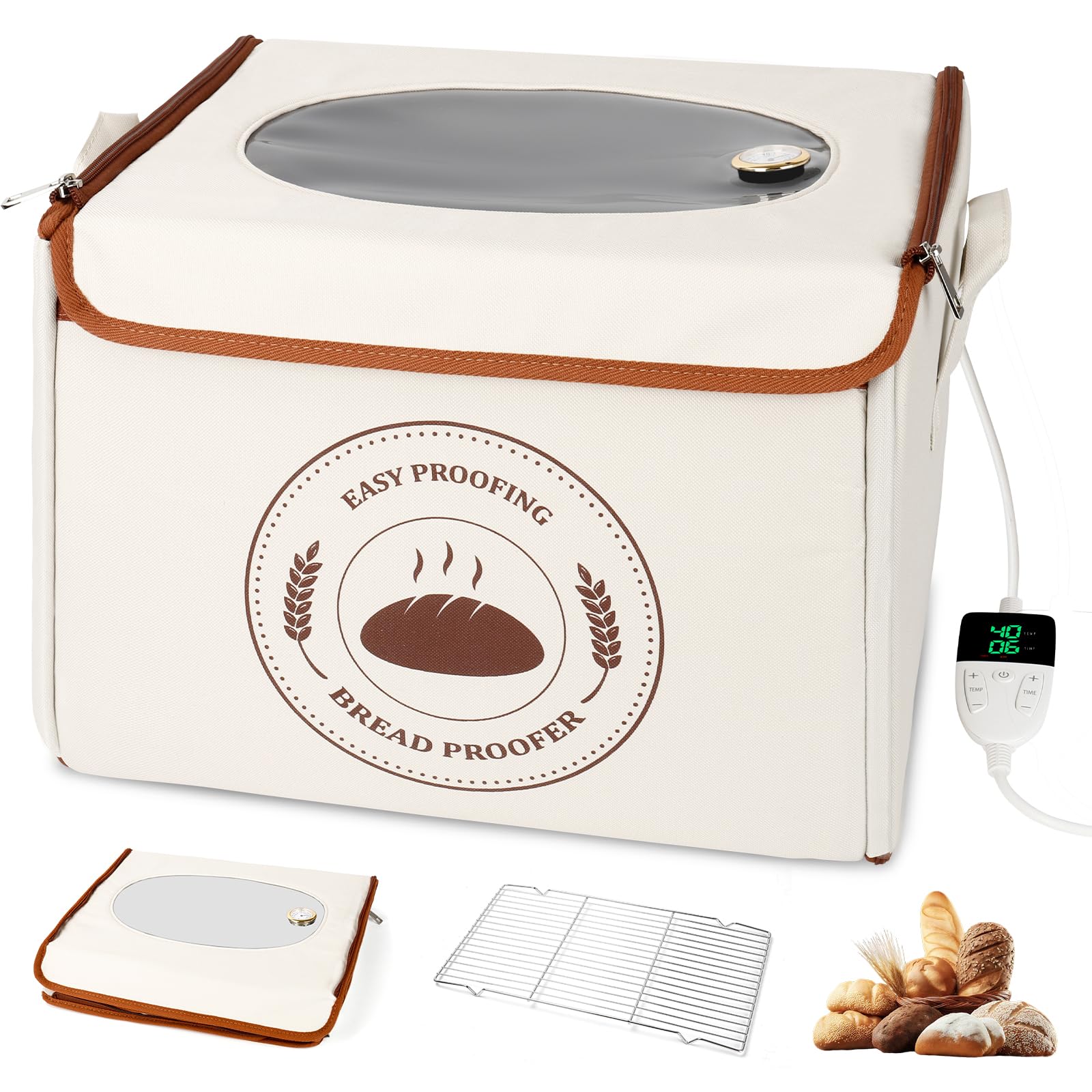 Photo 1 of ?Bread Proofing Box with 6 Temperature Settings(50-122?) & 48H Timer, Foldable Dough Proofer with Metal Rack, Folding Sourdough Proofing Box for Bread Baking, Pizza, Yogurt, Kombucha, Wine