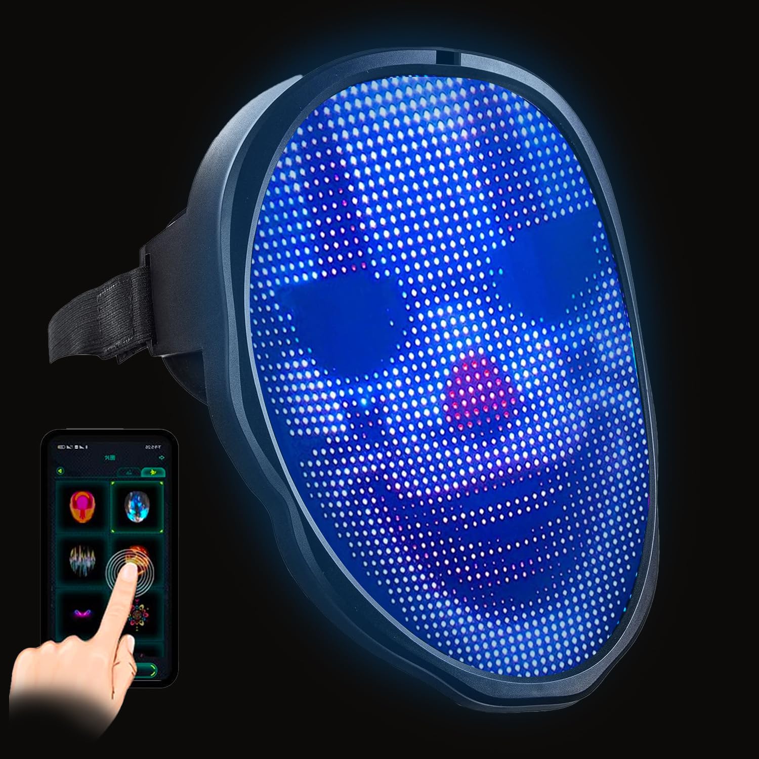 Original Cup Facemask® Led | Connected Led Mask | Premium Quality | Bluetooth Programmable Screen with Smartphone | Cosplay | Unusual | Accessory | Disguise | Halloween | USB Recharge | 100% Horror — image 1