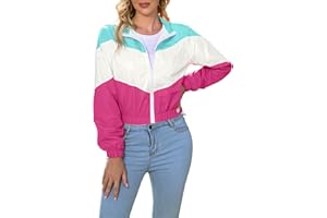 LAOARA Women’s Lightweight Windbreaker Sport Jacket Zip Up Color Block Coat Casual Long Sleeve Jogging Outerwear