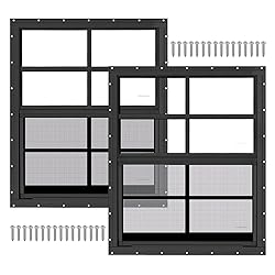 2 Pack 24" x 27" Black Shed Window with Tempered