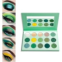 Amazon.com : CAHIUYOA Green Eyeshadow Palette Green Glitter Makeup ...