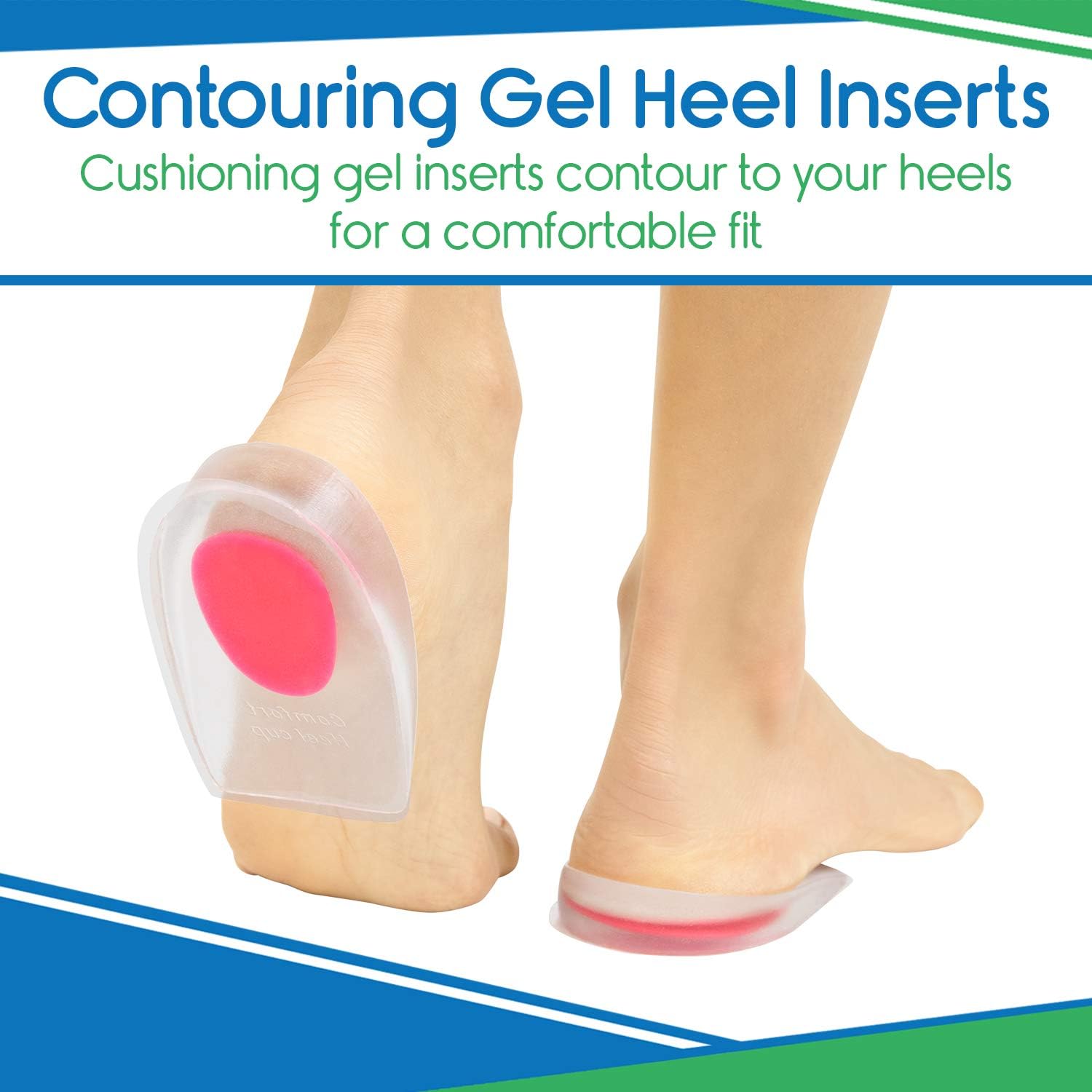 ViveSole Silicone Gel Heel Cups - Shoe Inserts for Plantar Fasciitis, Sore Heel, Bone Spur & Achilles Pain Relief Protectors - Foot Comfort Pads - Support (1 Pair, US Women's (4.5-8.5)): Health & Personal Care