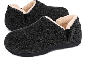 LongBay Men's Slippers Warm Bedroom Memory Foam House Shoes Slip-On for Indoor Outdoor Winter