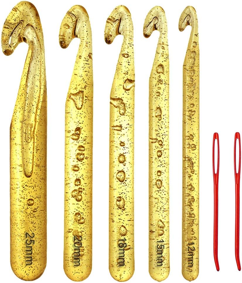 12mm-25mm Translucent Crochet Hook Set for Chunky Bulky Yarn,Rag Rugs,Shawl,Blanket Patterns Large Size Crochet Hooks Needles