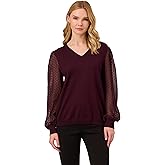 Adrianna Papell Womens Clip Dot Long Sleeve Sweater