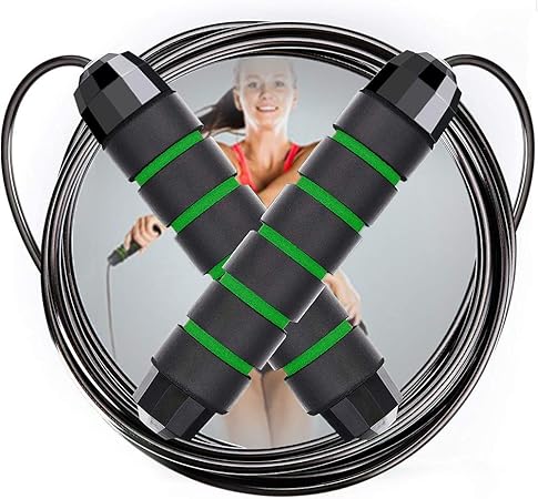 Cuerdas de saltar para adultos adolescentes fitness mujeres, hombres, longitud ajustable cable de acero recubierto de PVC cuerda de saltar para ...