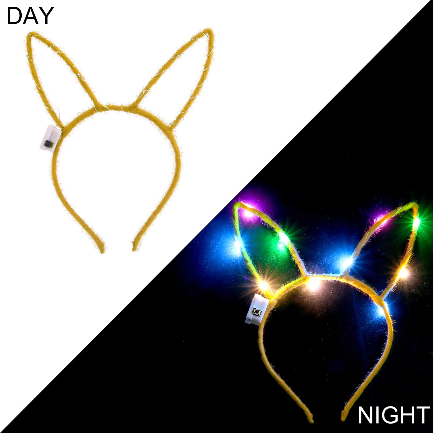 LED Rabbit Ears Headband, Aniwon 10PCS Light Up Bunny Ears Flashing Headbands Cute Hair Hoop for Kids Girls Adult Halloween Christmas Party Decorations Hair Accessories