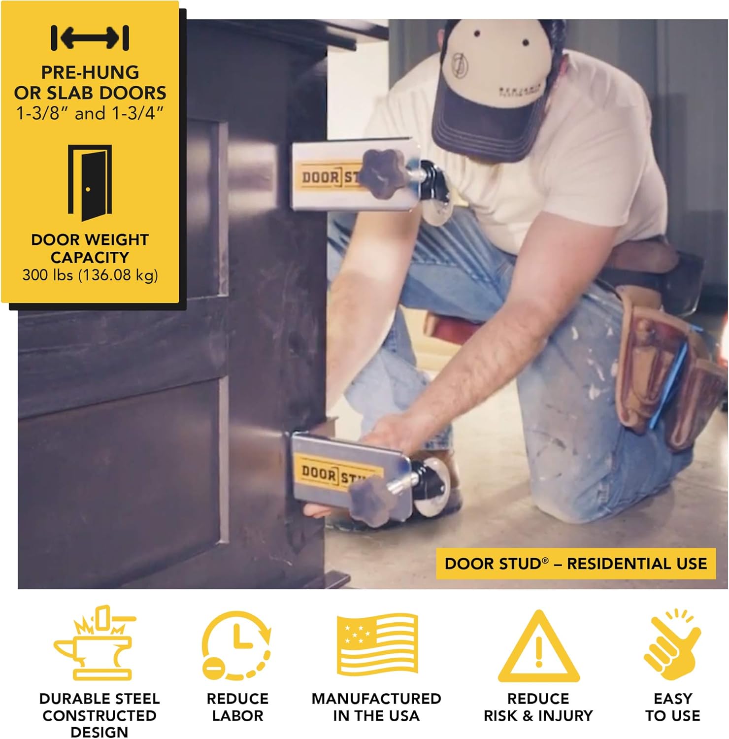 Door Stud - The Single Person, Hands-free Door Installation Tool for 1-3/8' and 1-3/4" Pre-Hung or Slab Doors: Home Improvement