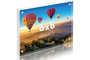 Americanflat 6x8 Acrylic Picture Frame - Double Sided Frames with Magnetic Corners - Transparent Acrylic Frames for Desk or Tabletop Display - 6x8 Picture Frame with Microfiber Cloth Included