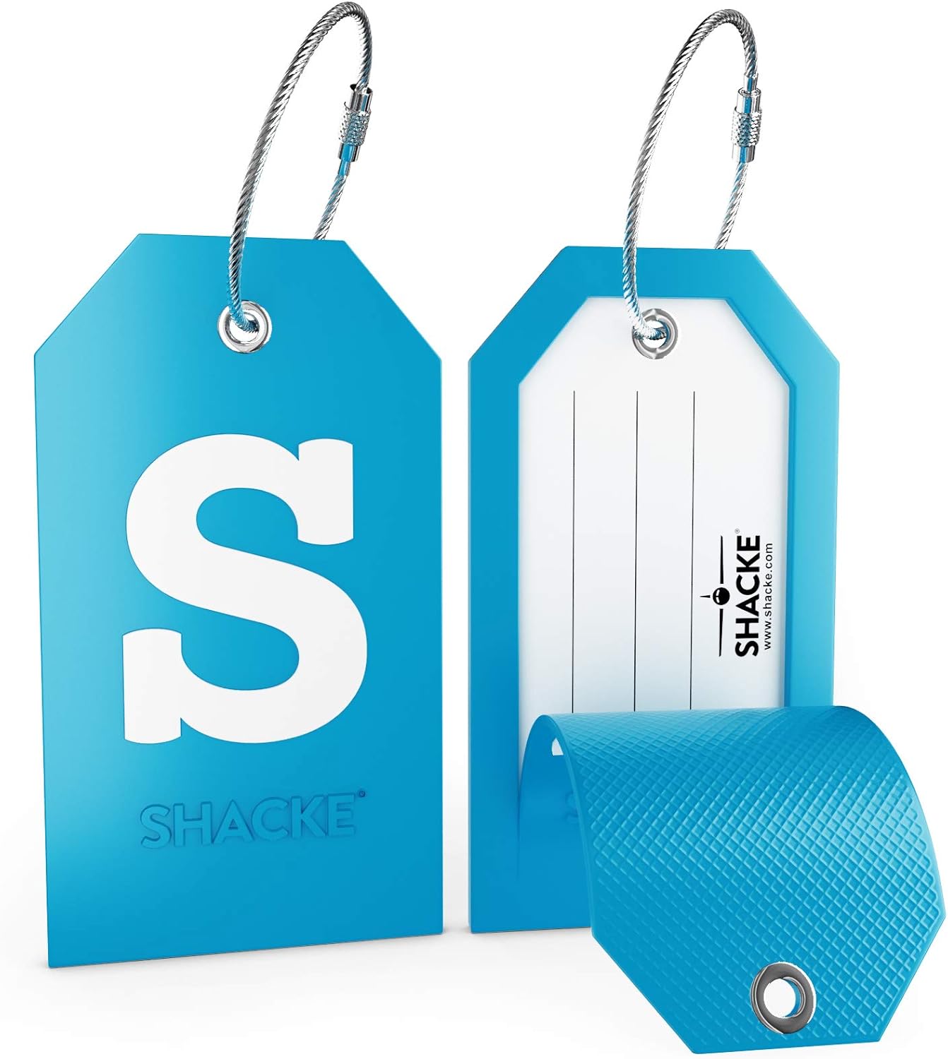  | Initial Luggage Tag with Full Privacy Cover and Stainless Steel Loop (Aqua Teal) (S) | Luggage Tags
