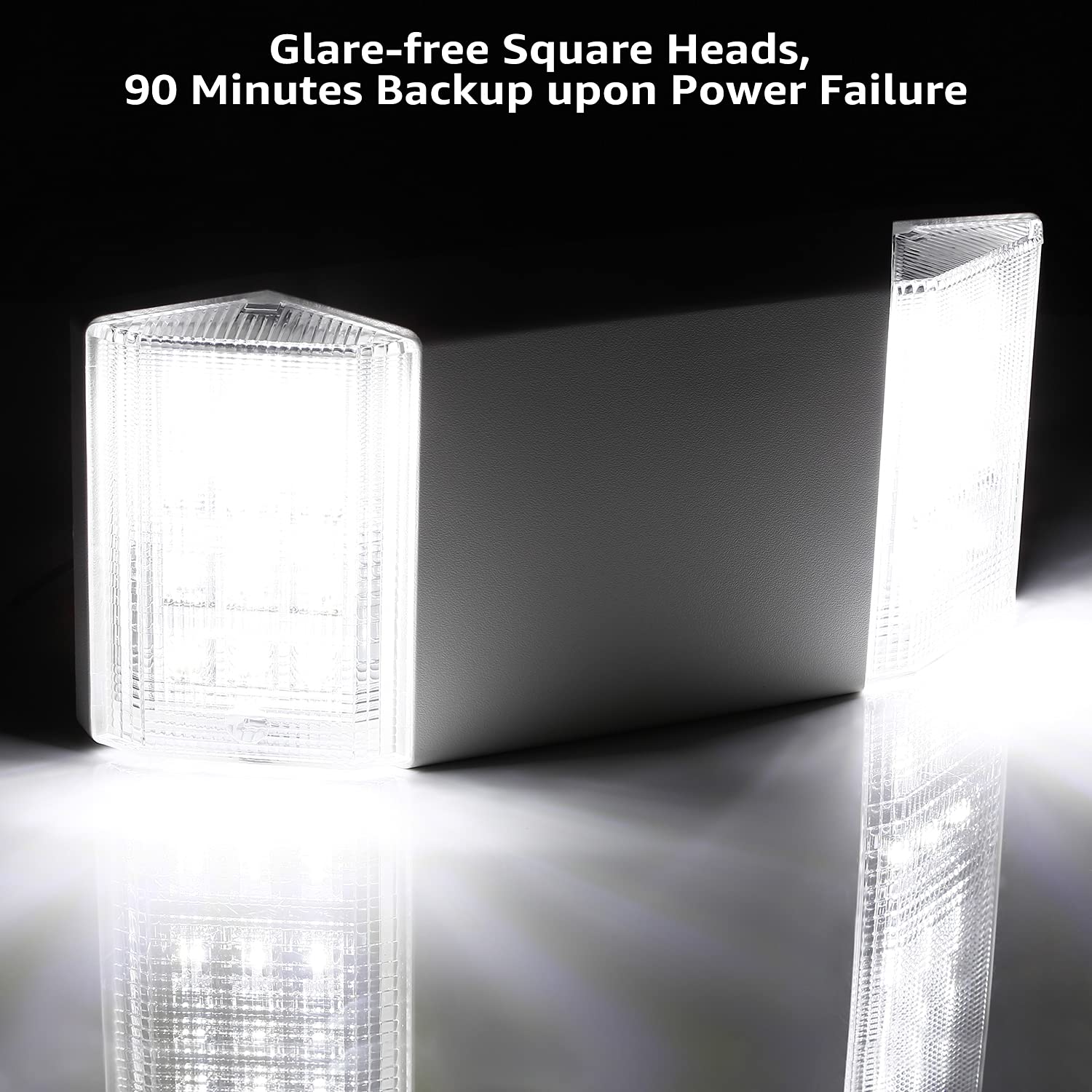 TORCHSTAR LED Emergency Lighting, Commercial Emergency Lights with Battery Backup, UL Listed, Two Square Heads, AC 120/277V, Hardwired Emergency Exit Light Fixtures for Business, Pack of 4