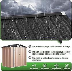 Aoxun 6'x4' Outdoor Metal Storage Shed with