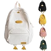 TJJII Duck Cute Backpack, Large Capacity Cute Funny Aesthetic Kawaii Corduroy Mochila (White)