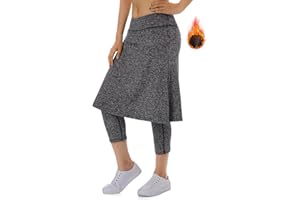 Xioker Women Athletic Knee Length Skirts with Leggings,Skorts Leggings&Skirted Capris Skorts for Women Yoga Pockets