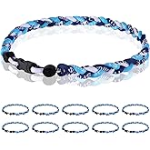 Midtatus 12 Pack Baseball Necklace 18inch, Team Gift for Baseball Funs, Three Braided Titanium Tornado Rope Design, with Muti - Color for Pick