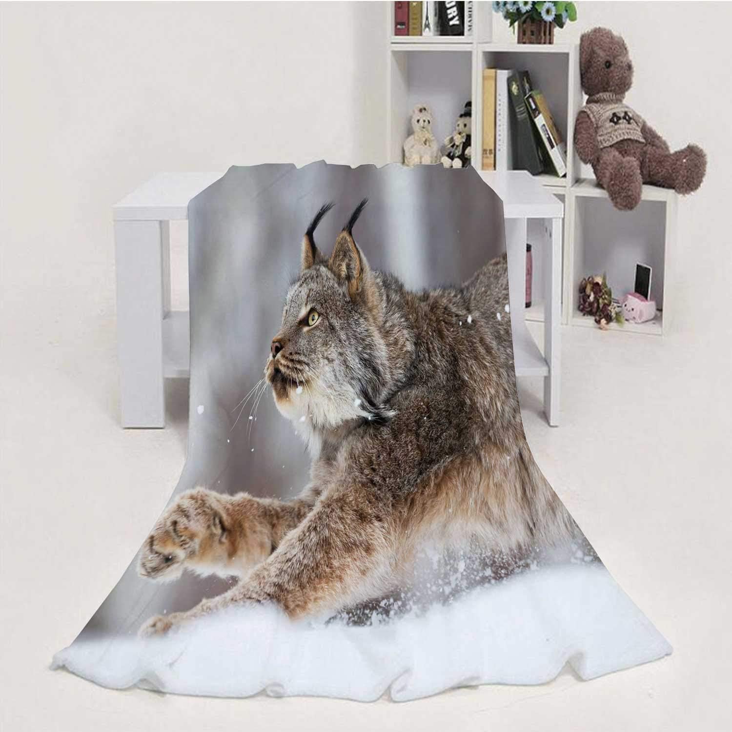 Lynx on The Prowl.Lynx,Flannel Blanket Super Soft m