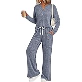 LILLUSORY Womens 2 Piece Lounge Sets Winter Outfits 2026 Sweatsuit Matching Pjs Airport Vacation Travel Fall Pajamas Fashion