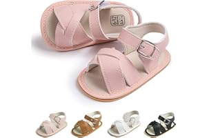 Fromosa Infant Baby Boys Girls Summer Sandals Brown Newborn Lightweight Pu Leather Non-slip Rubber Sole Toddler Outdoor Beach Open Toe First Walker Shoes 12-18 Months