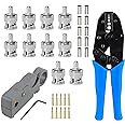 Eagles 1set Coax RF/BNC Connector Crimping Tool for RG58 / RG59 / RG6 with 10pcs BNC Plug Crimp Connector Set…