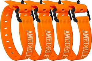 AMEDELE 4 Pack Lashing Straps with Buckles,Adjustable Utility Tension Straps,Simple Tie-Downs Straps for Securing Bike Moto Luggage,Garden Hoses,Skis,Wires and Cables,Orange,14"