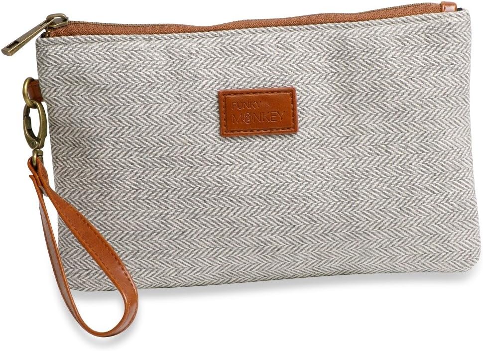 {Grace Collection} FunkyMonkey Fashion Wristlet Wallet Clutch Phone Purse Handbag 3 Sizes Brown/Tan Style