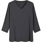 Latuza Women's Bamboo Viscose 3/4 Sleeve Pajama Top V Neck Sleep Shirt