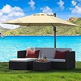 GarveeLife Large Cantilever Patio Umbrella, 10 ft X 10 ft Heavy Duty Aluminum Cantilever Offset Outdoor Umbrella with 360-Degree Rotation for Backyard, Deck, Pool, Beige