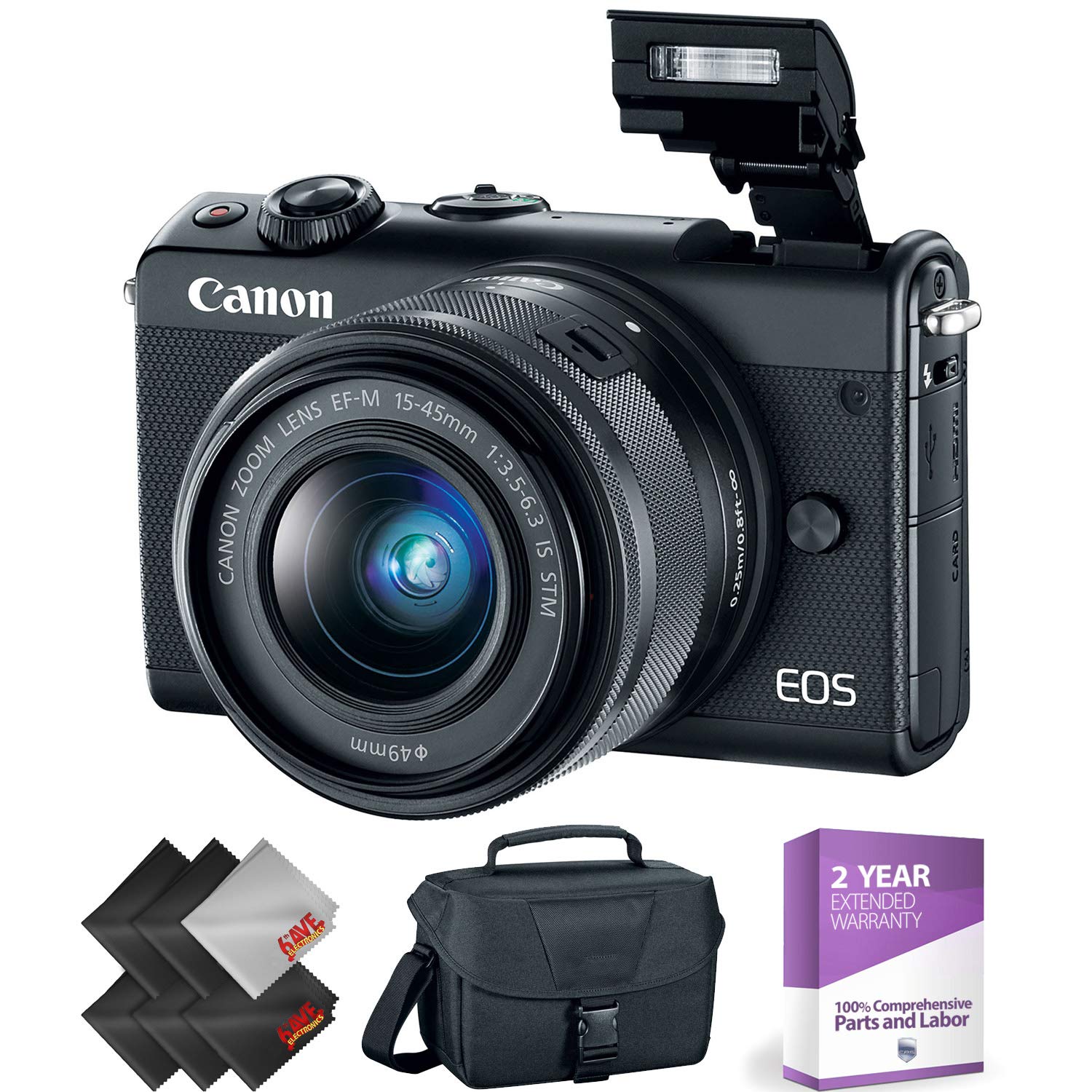 Canon EOS M100 Mirrorless Camera Black + 1545mm Lens Deluxe Bundle