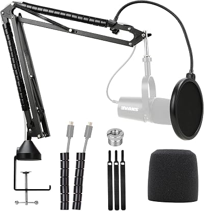 YOUSHARES Shure MV7 Boom Arm with Mic Cover Foam Windscreen Kit