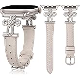 TOYOUTHS Slim Leather Band Compatible with Apple Watch Bands 42/41/40/38mm Women, Top Grain Genuine Celtic Knot Cross Dressy Thin Fashion Strap for iWatch Series 10/9/SE/8/7/6/5/4/3/2/1, Starlight