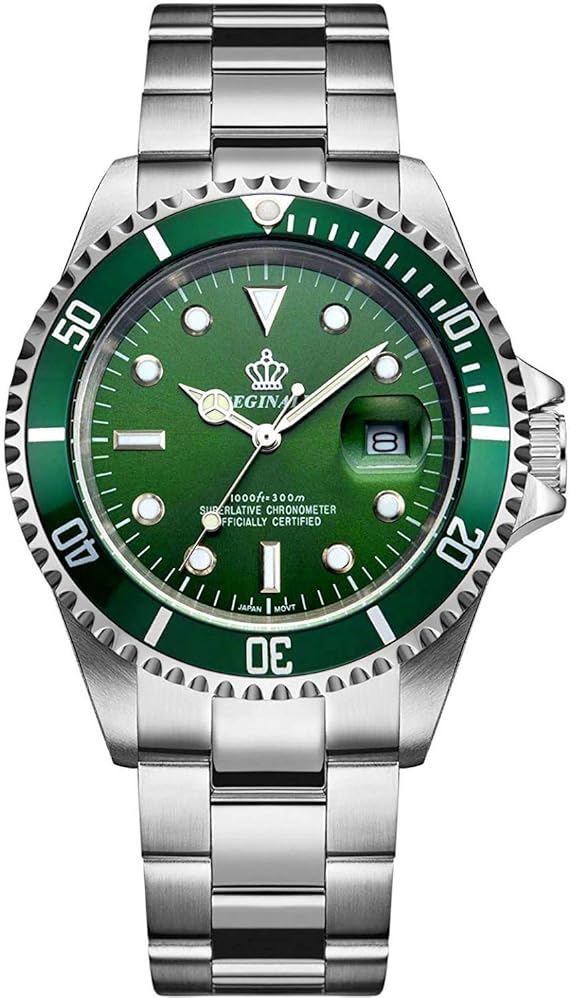 Amazon 腕時計メンズ 防水性 回転ベゼル 国内クォーツ ステンレス ベルト 箱付き グリーン ギフトウォッチ メンズ腕時計 腕時計 通販