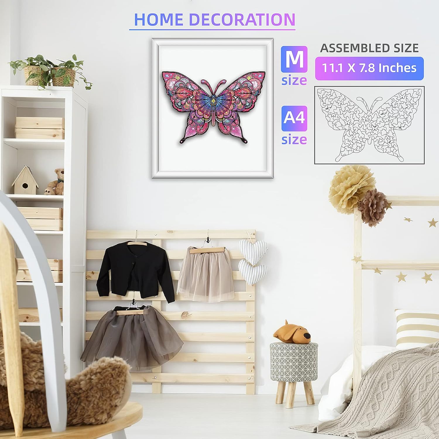 MOSUNECE Wooden Puzzles for Adults and Kids,Animal Shape Puzzles,Wooden Puzzles,Unique Family Decoration Butterfly Puzzles DIY Gift for Teens,Family: Toys & Games